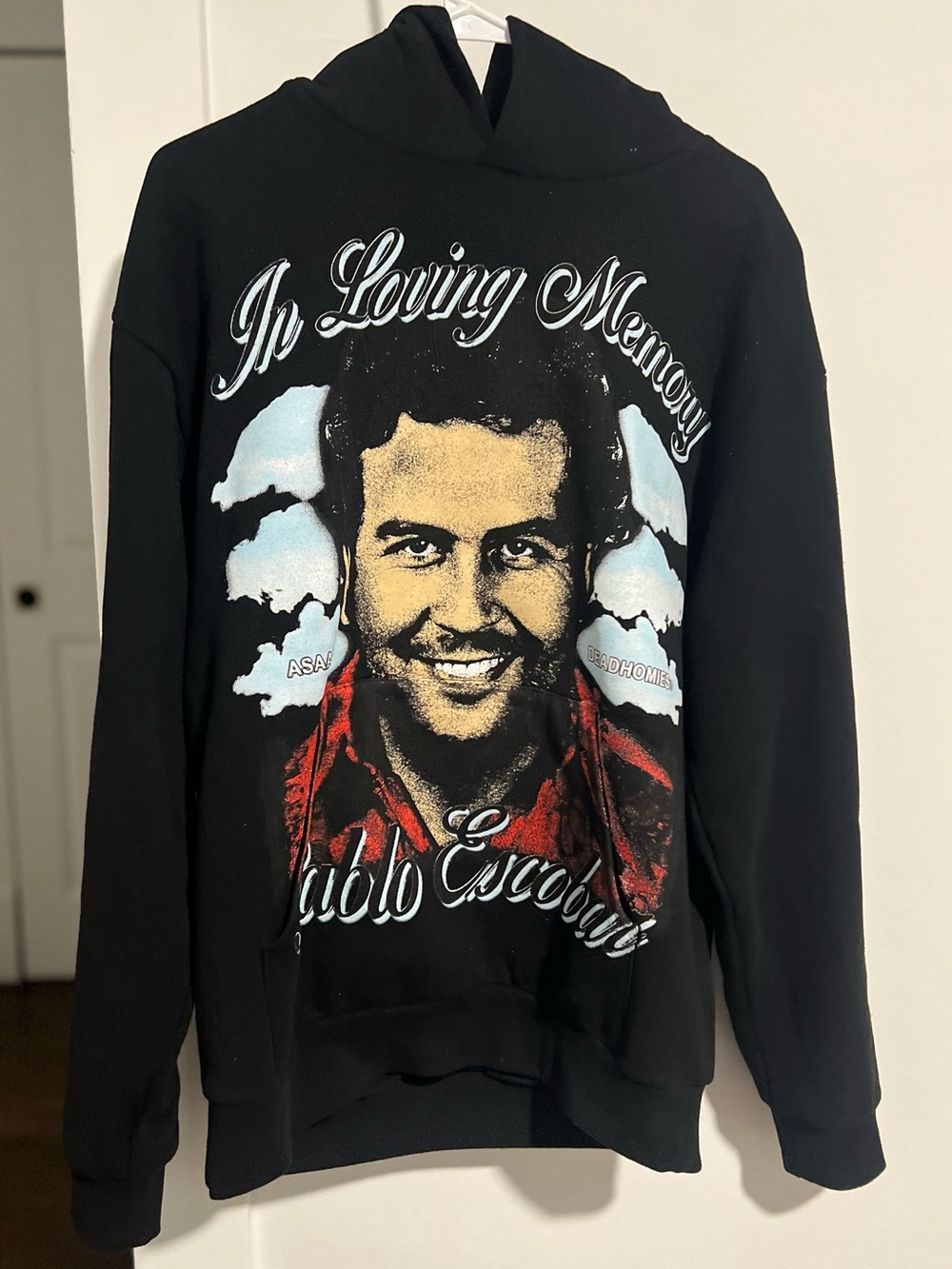 Asaali Pablo Escobar Black Graphic Memorial Hoodie Sweater